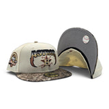 Off White Houston Astros Lightning Logo Real Tree Camo Visor Gray Bottom 45th Anniversary Side Patch New Era 59Fifty Fitted