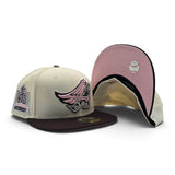 Off White Los Angeles Angels Brown Visor Pink Bottom 50th Anniversary Side Patch New Era 59Fifty Fitted