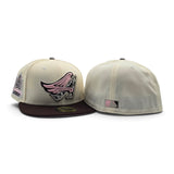 Off White Los Angeles Angels Brown Visor Pink Bottom 50th Anniversary Side Patch New Era 59Fifty Fitted