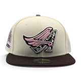 Off White Los Angeles Angels Brown Visor Pink Bottom 50th Anniversary Side Patch New Era 59Fifty Fitted