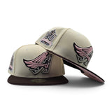 Off White Los Angeles Angels Brown Visor Pink Bottom 50th Anniversary Side Patch New Era 59Fifty Fitted