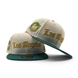 Off White Los Angeles Dodgers Emerald Green Visor Icy Blue Bottom 2024/2025 Back To Back World Series Champions Side Patch New Era 59Fifty Fitted