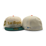 Off White Los Angeles Dodgers Emerald Green Visor Icy Blue Bottom 2024/2025 Back To Back World Series Champions Side Patch New Era 59Fifty Fitted
