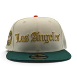 Off White Los Angeles Dodgers Emerald Green Visor Icy Blue Bottom 2024/2025 Back To Back World Series Champions Side Patch New Era 59Fifty Fitted