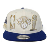 Off White New York Knicks Royal Blue Visor Gray Bottom 2025-2026 NBA Champions Side Patch New Era 9Fifty Snapback
