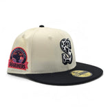 Off White Seattle Mariners Cow Print Logo Black Visor Gray Bottom 30th Anniversary Side Patch New Era 59Fifty Fitted