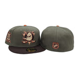 ***Pre-Order Arriving End Of November Olive Green Anaheim Mighty Ducks Dark Brown Visor Gray Bottom 30th Anniversary Side Patch New Era 59Fifty Fitted