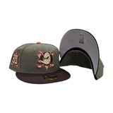 Olive Green Anaheim Mighty Ducks Dark Brown Visor Gray Bottom 30th Anniversary Side Patch New Era 59Fifty Fitted