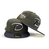 Olive Green Arizona Diamondbacks Dark Gray Visor Gray Bottom 2001 World Series Side Patch New Era 59Fifty Fitted