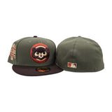 Olive Green Chicago Cubs Brown Visor Gray Bottom 1990 All Star Game Side Patch New Era 59Fifty Fitted