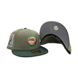 Olive Green Chicago Cubs Green Visor Gray Bottom Be Alert Foul Balls Side Patch New Era 59Fifty Fitted