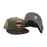 Olive Green Chicago Cubs Brown Visor Gray Bottom 1990 All Star Game Side Patch New Era 59Fifty Fitted