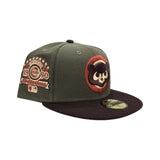 Olive Green Chicago Cubs Brown Visor Gray Bottom 1990 All Star Game Side Patch New Era 59Fifty Fitted