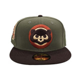 Olive Green Chicago Cubs Brown Visor Gray Bottom 1990 All Star Game Side Patch New Era 59Fifty Fitted