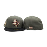 Olive Green Houston Astros Black Visor Pink Bottom 2005 World Series Side Patch New Era 59Fifty Fitted