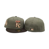 Olive Green Kansas City Royals Brown Visor Gray Bottom 2015 World Series Side Patch New Era 59Fifty Fitted