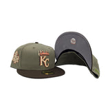 Olive Green Kansas City Royals Brown Visor Gray Bottom 2015 World Series Side Patch New Era 59Fifty Fitted