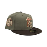 Olive Green Kansas City Royals Brown Visor Gray Bottom 2015 World Series Side Patch New Era 59Fifty Fitted