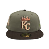 Olive Green Kansas City Royals Brown Visor Gray Bottom 2015 World Series Side Patch New Era 59Fifty Fitted