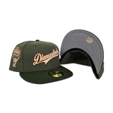 Olive Green Arizona Diamondbacks Script Dark Olive Visor Gray Bottom 1998 Inaugural Season Side Patch New Era 59FIFTY Fitted