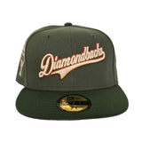 Olive Green Arizona Diamondbacks Script Dark Olive Visor Gray Bottom 1998 Inaugural Season Side Patch New Era 59FIFTY Fitted