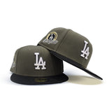 Olive Green Los Angeles Dodgers Black Visor Gray Bottom 2024 World Series Champions Side Patch New Era 59Fifty Fitted