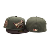 Olive Green Los Angeles Angels brown Visor Gray Bottom 50th Anniversary Patch New Era 59Fifty Fitted