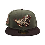 Olive Green Los Angeles Angels brown Visor Gray Bottom 50th Anniversary Patch New Era 59Fifty Fitted