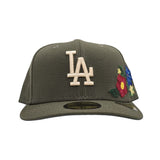 Olive Green Los Angeles Dodgers Floral Green Bottom New Era 59Fifty Fitted