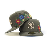 Olive Pre-Curved Green New York Yankees Floral Green Bottom New Era 59Fifty Fitted