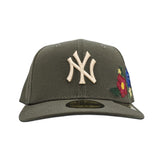 Olive Green New York Yankees Floral Green Bottom New Era 59Fifty Fitted