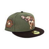 Olive Green Philadelphia Athletics Dark Brown Visor Gray Bottom 1930 World Series Side Patch New Era 59Fifty Fitted