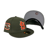 Olive Green St. Louis Cardinals Gray Bottom Busch Stadium Final Season Side Patch New Era 59Fifty Fitted