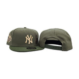 Olive Green New York Yankees Statue of Liberty Dark Olive Visor Gray Bottom 1999 World Series Side Patch New Era 9Fifty Snapback