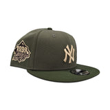 Olive Green New York Yankees Statue of Liberty Dark Olive Visor Gray Bottom 1999 World Series Side Patch New Era 9Fifty Snapback