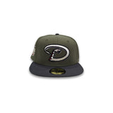 Olive Green Arizona Diamondbacks Dark Gray Visor Gray Bottom 2001 World Series Side Patch New Era 59Fifty Fitted