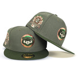 Olive Green Chicago Cubs Rifle Green Visor Gray Bottom 1990 All Star Game Side Patch New Era 59Fifty Fitted