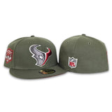 Olive Green Houston Texans Red Bottom 2003 NFL Draft Side Patch New Era 59Fifty Fitted