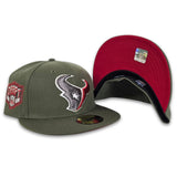 Olive Green Houston Texans Red Bottom 2003 NFL Draft Side Patch New Era 59Fifty Fitted