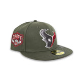 Olive Green Houston Texans Red Bottom 2003 NFL Draft Side Patch New Era 59Fifty Fitted