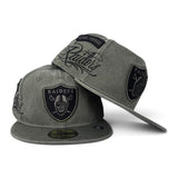 BJ Betts Washed Olive Green Las Vegas Raiders Gray Bottom Raiders Scripted Side Patch New Era 59Fifty Fitted