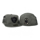 BJ Betts Washed Olive Green Las Vegas Raiders Gray Bottom Raiders Scripted Side Patch New Era 59Fifty Fitted