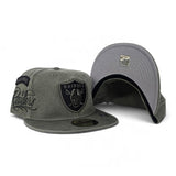 BJ Betts Washed Olive Green Las Vegas Raiders Gray Bottom Raiders Scripted Side Patch New Era 59Fifty Fitted