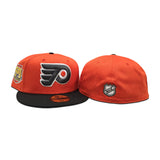 Orange Philadelphia Flyers Black Visor Gray Bottom 50th Anniversry Side Patch New Era 59Fifty Fitted