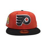 Orange Philadelphia Flyers Black Visor Gray Bottom 50th Anniversry Side Patch New Era 59Fifty Fitted