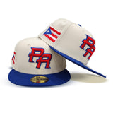 Off White Puerto Rico Royal Blue Visor Gray Bottom 2023 World Baseball Classic New Era 59Fifty Fitted