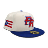Off White Puerto Rico Royal Blue Visor Gray Bottom 2023 World Baseball Classic New Era 59Fifty Fitted