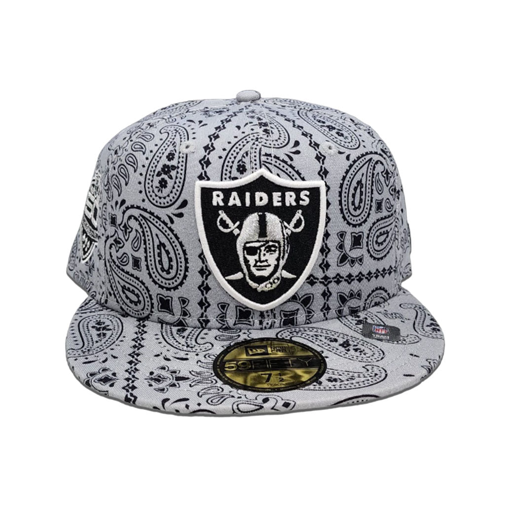 Gray Paisley Las Vegas Raiders Gray Bottom 50th Anniversary Side Patch New Era 59Fifty Fitted
