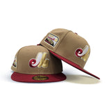 Khaki Montreal Expos Brick Red Visor Gray Bottom Olympic Stadium Side patch New Era 59Fifty Fitted