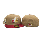 Khaki Montreal Expos Brick Red Visor Gray Bottom Olympic Stadium Side patch New Era 59Fifty Fitted